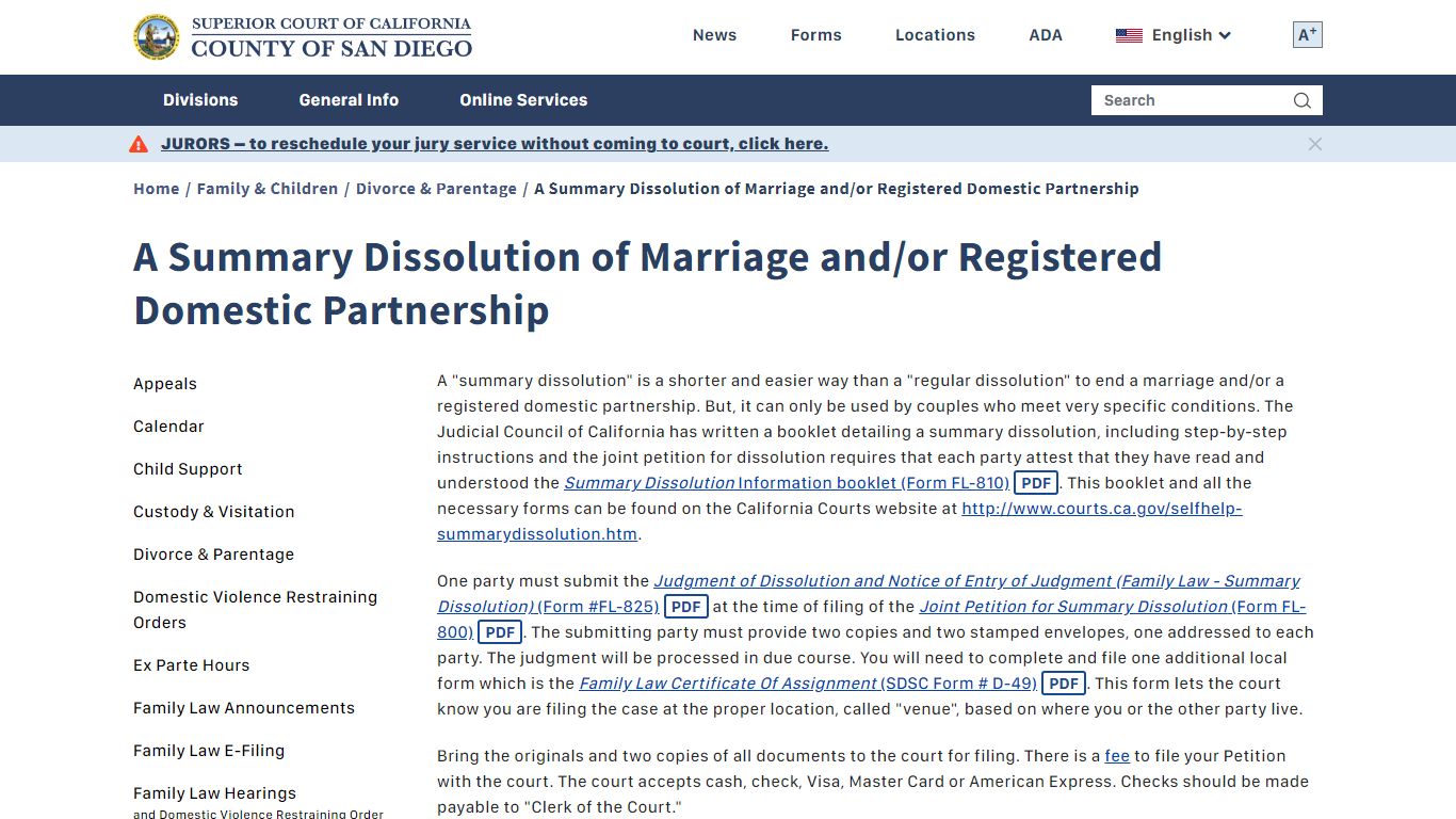 A Summary Dissolution of Marriage and/or Registered ... - California